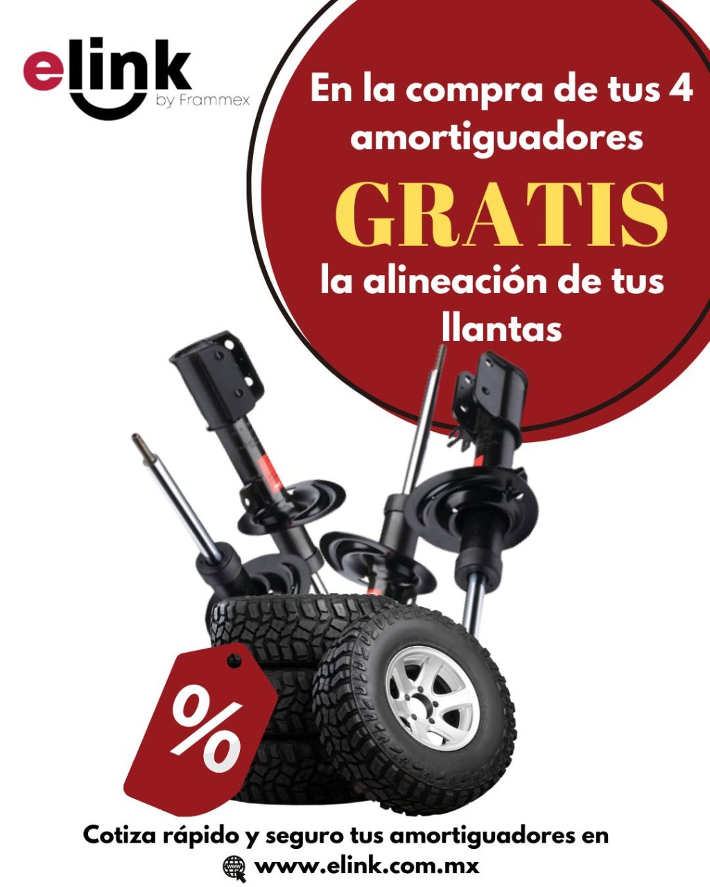 En la compra de 4 amortiguadores gratis la alineación